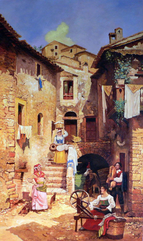 A Roman Courtyard in summer